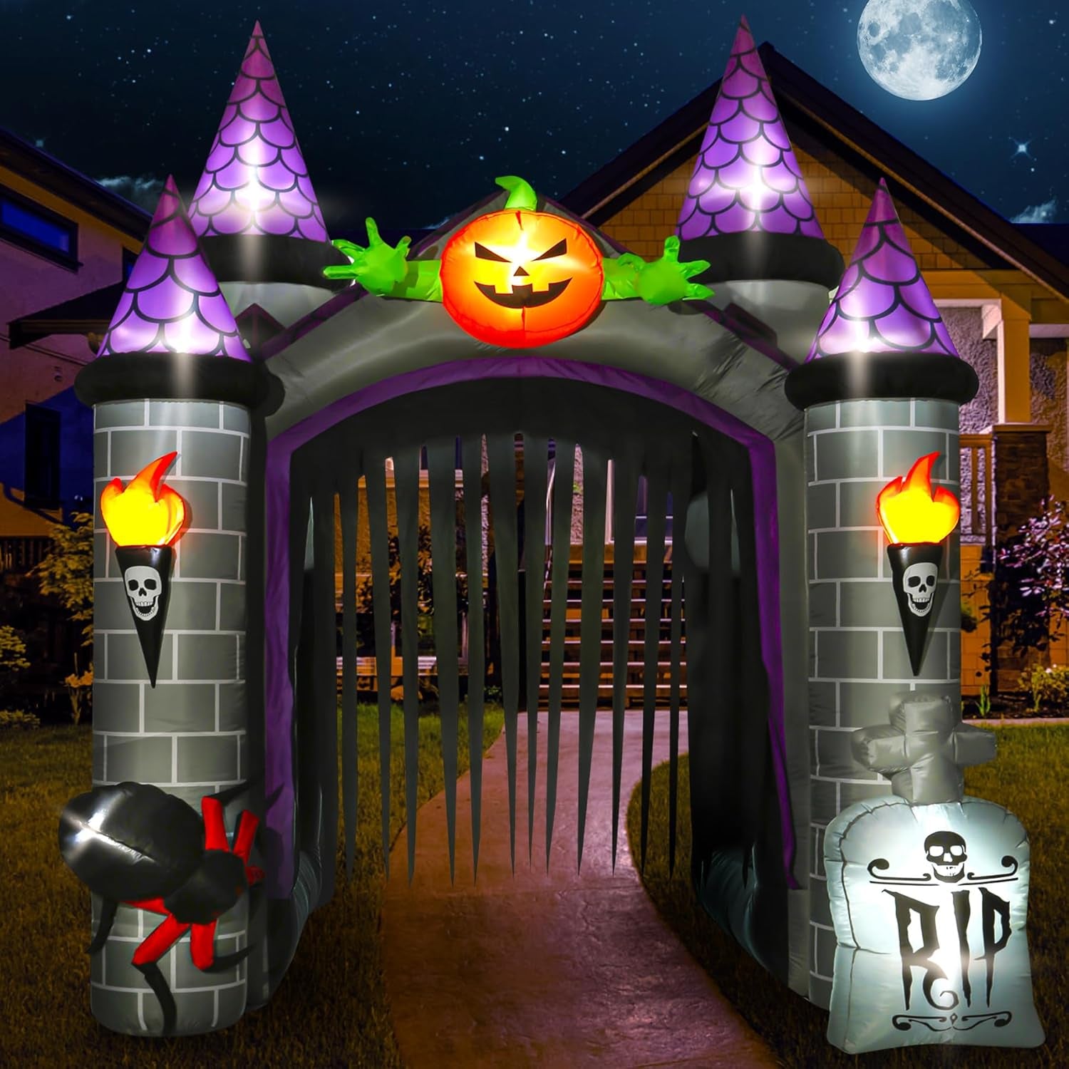 12.5 Ft Halloween Inflatable Decoration, Huge Haunted House Built-In LED Lights, Outdoor Blow up Yard Fun Decor, for 2025 All Hallows' Day Lawn Decor