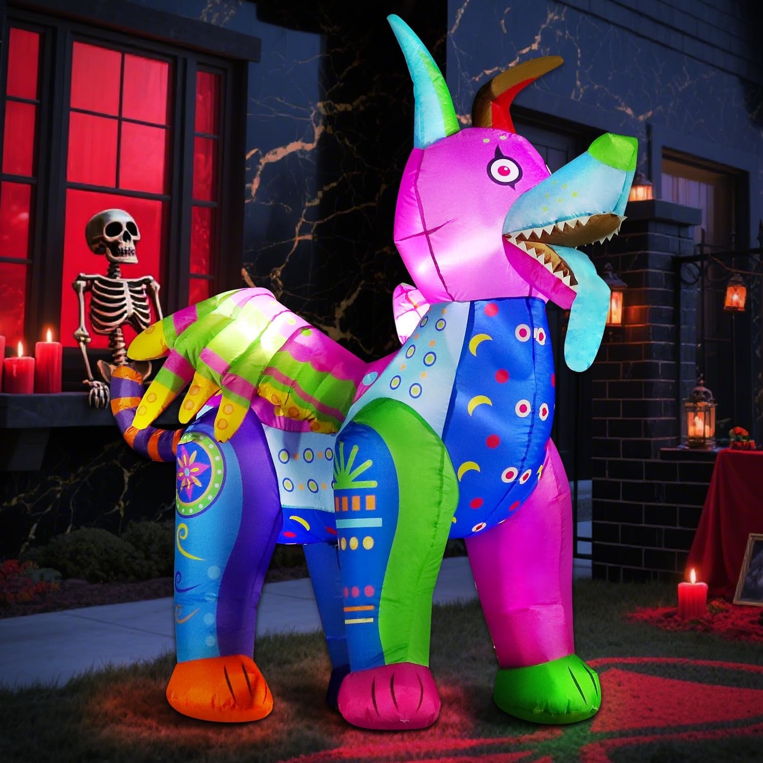 6FT Halloween Inflatable Blow Up Decorations, Dia de Los Muertos Day of Dead Alebrije, Built-in LEDs for Holiday Party, Garden, Lawn, Yard, Patio Décor