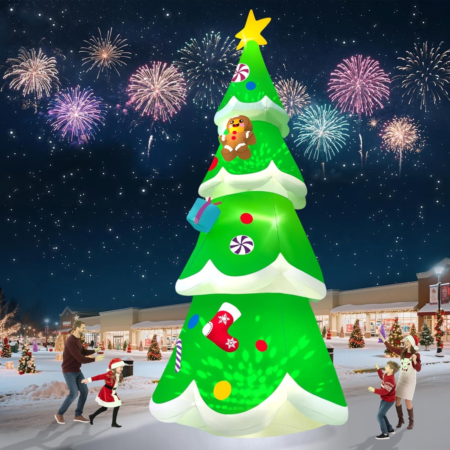 20FT Christmas Tree Inflatable with LED Light, Giant Christmas Yard Inflatables Outdoor Xmas Blow-Up Outdoor Decoration for Holiday Party Courtyard Lawn Shopping Mall Street