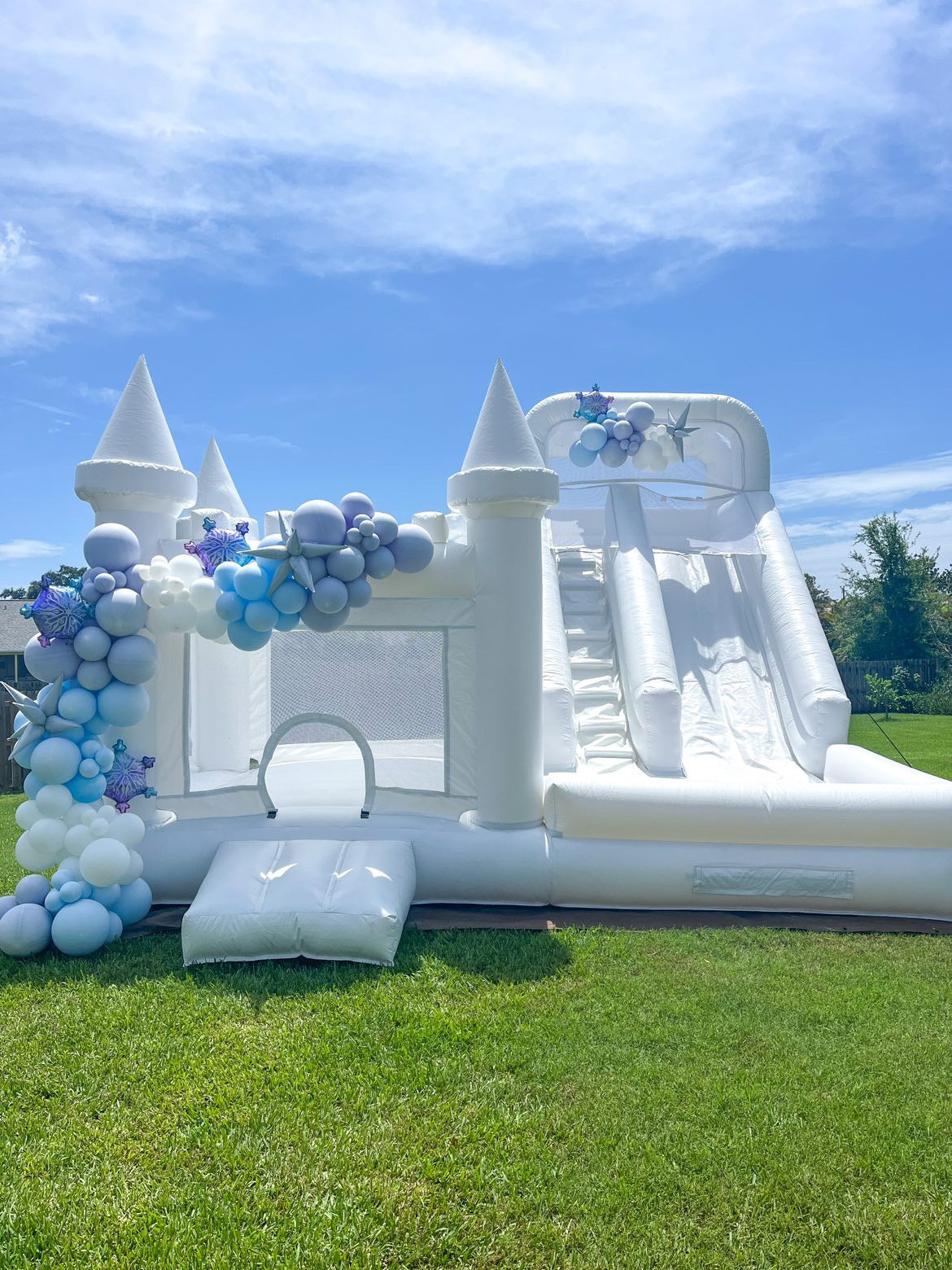 Inflatable White Bounce House with Pool and Slide