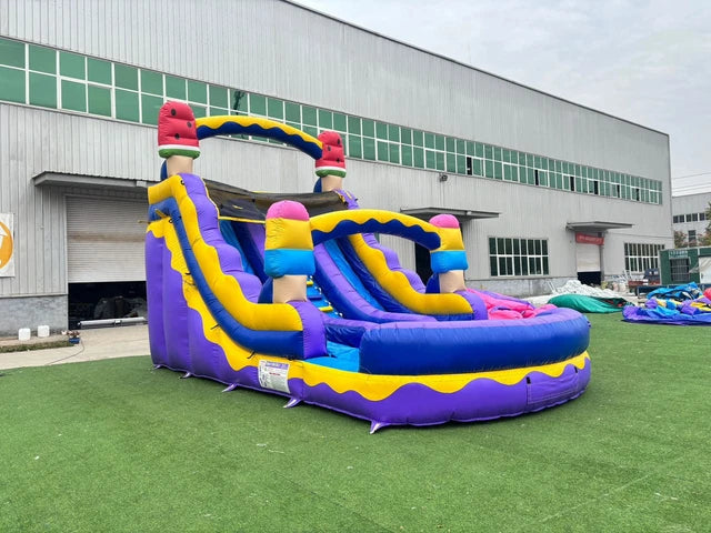 Doppelte aufblasbare Rutsche, Eiscreme-Wasserrutsche mit Gebläse