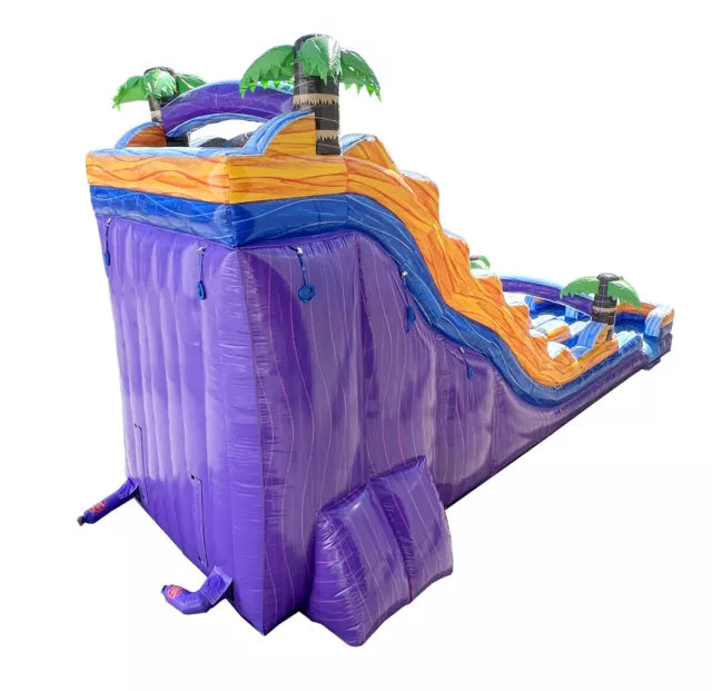 Double Lane Tropical Inflatable Water Slide Fun