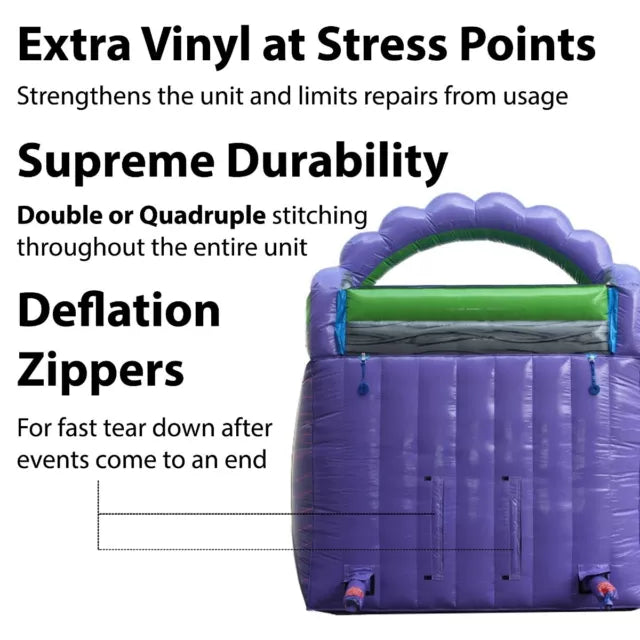 Toboggan aquatique gonflable à deux voies en marbre violet