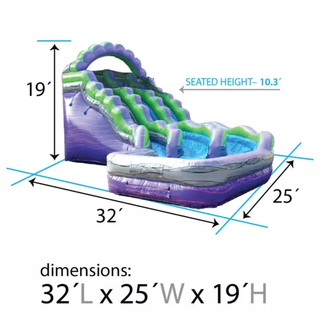 Toboggan aquatique gonflable à deux voies en marbre violet