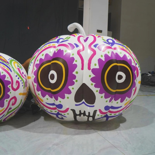 Colorful Day of the Dead Inflatable Pumpkin