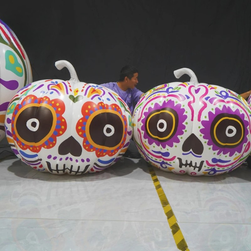 Colorful Day of the Dead Inflatable Pumpkin
