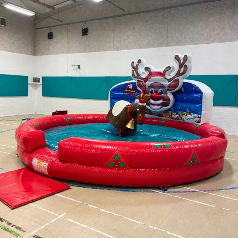 Merry Christmas Inflatable Mechanical Bull Ride