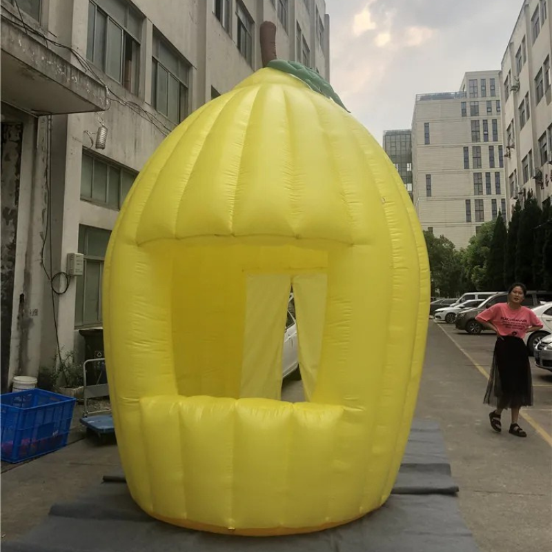 Inflatable Lemonade Booth in Yellow Lemon Shape with Leaf
