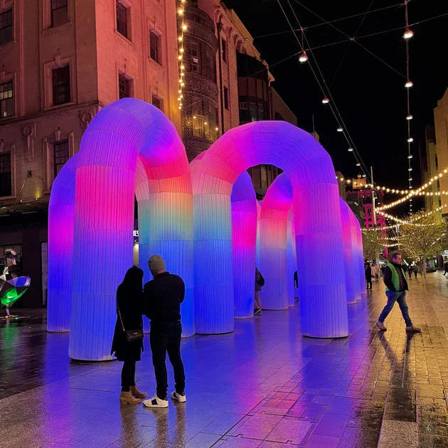 Inflatable Arch with Colorful LED Lights for Outdoor Parties