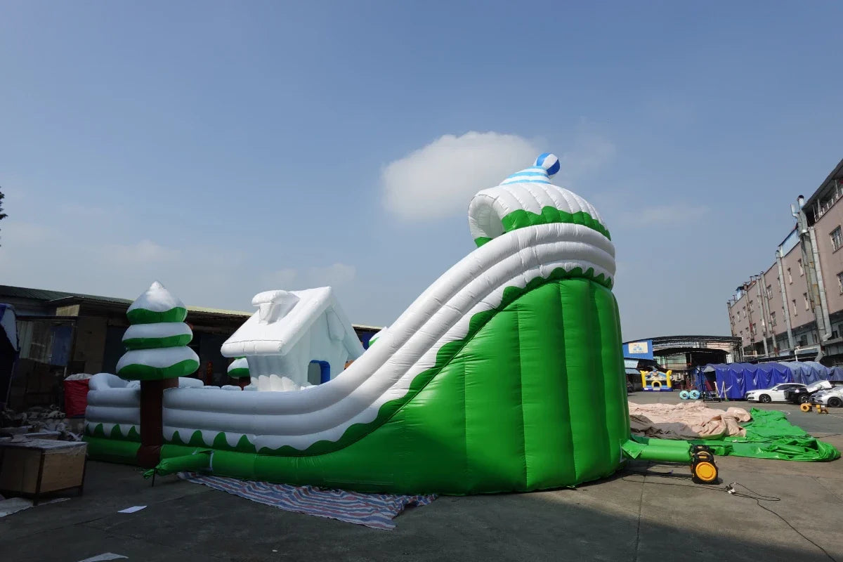 Inflatable Snow House Bouncer with Slide for Kids