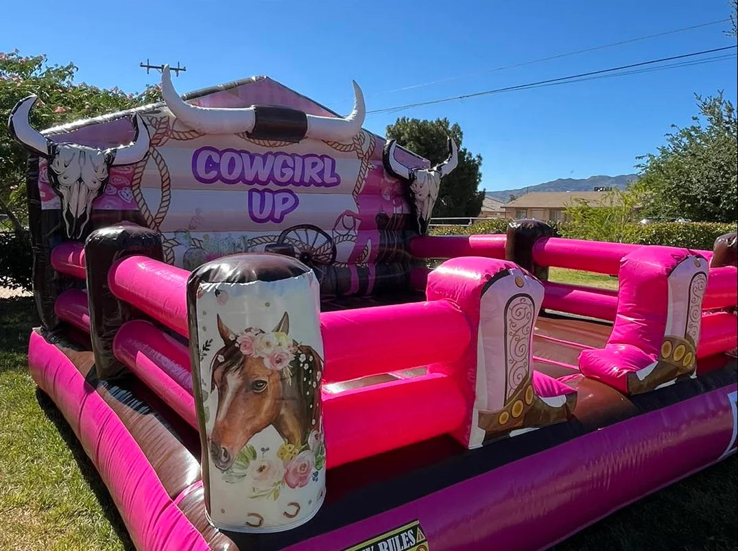 Pink Inflatable Rodeo Cowgirl Mechanical Bull