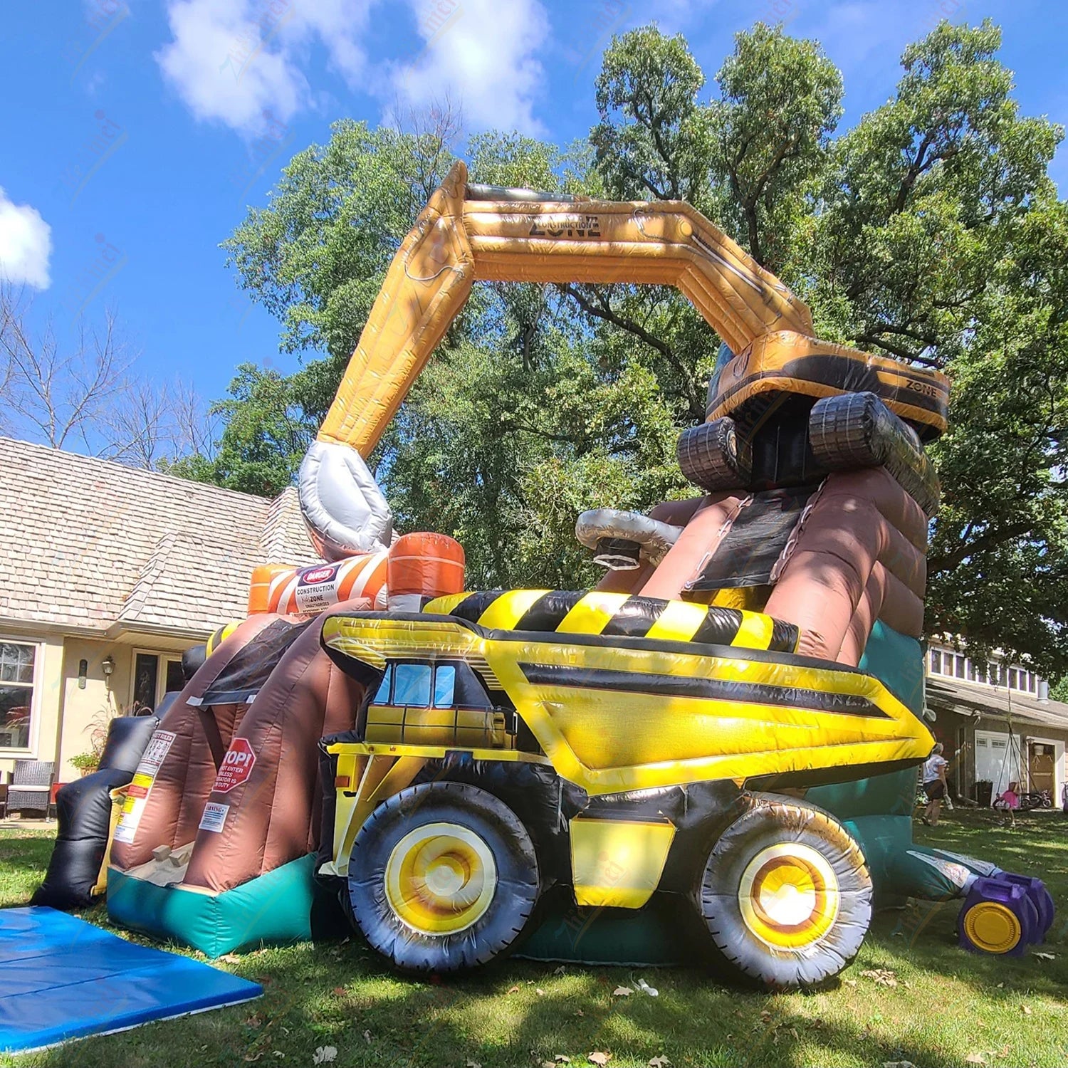 Excavator Truck Inflatable Slide Combo