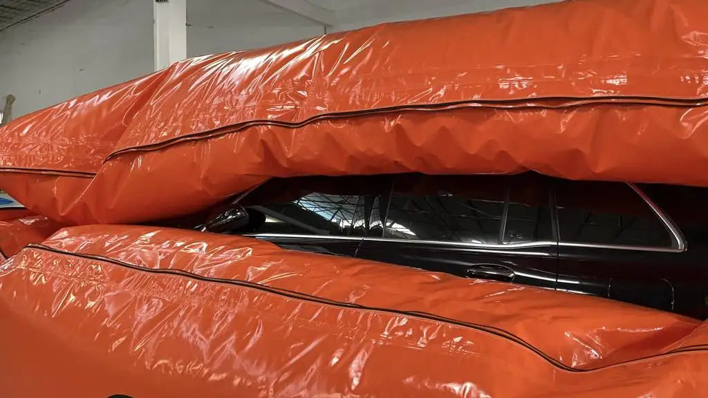Waterproof PVC Inflatable Flood Car Cover 18x8x6.5 FT Orange