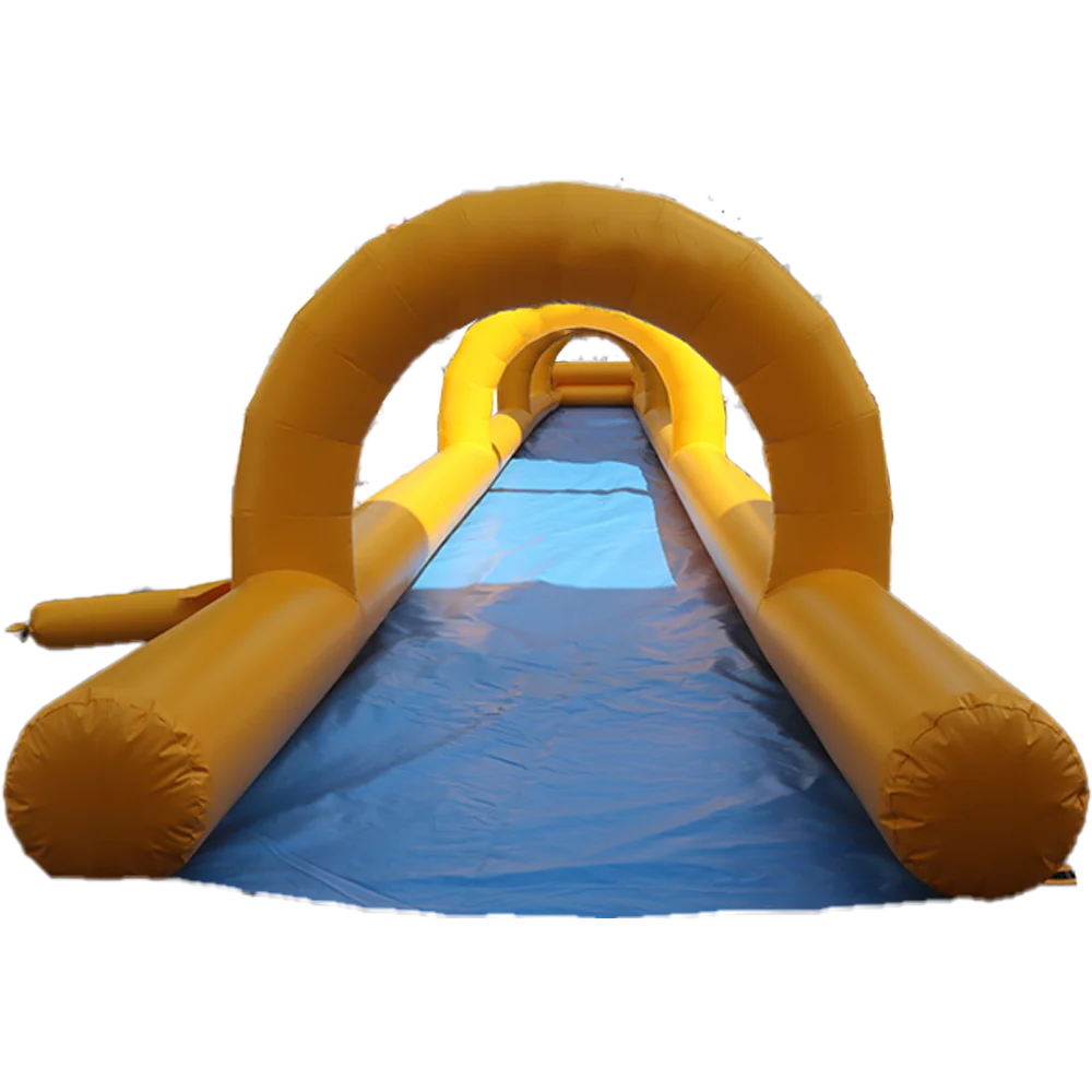 Toboggan aquatique gonflable jaune et bleu
