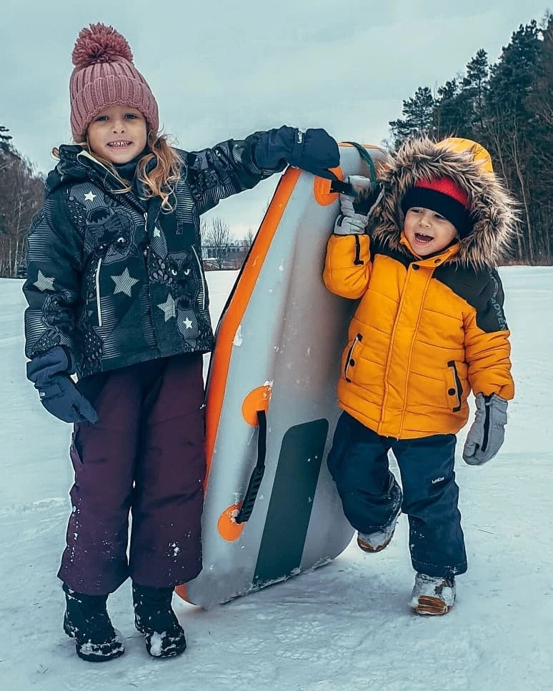 Foldable Inflatable Snow Tube with Handles for Skiing