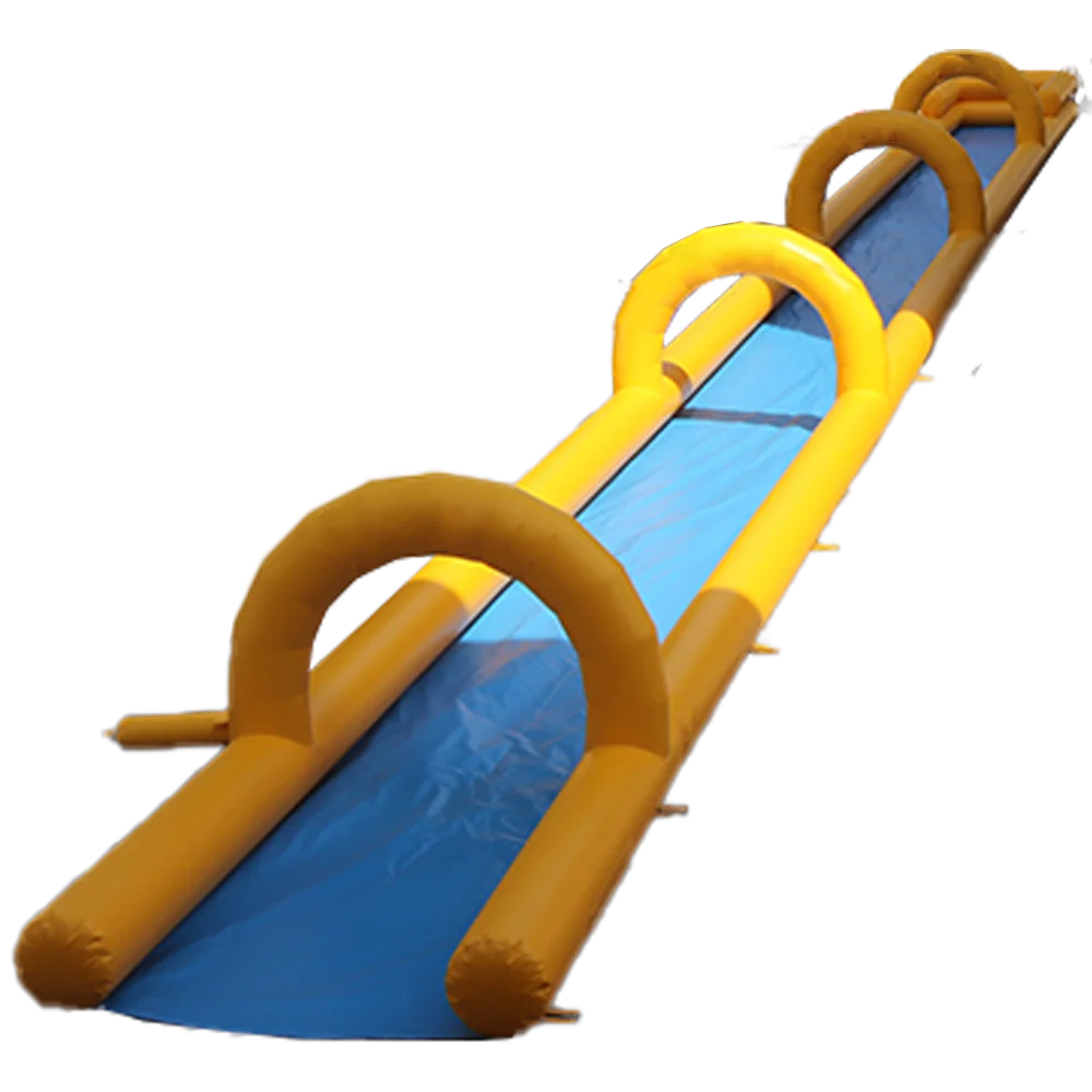 Toboggan aquatique gonflable jaune et bleu