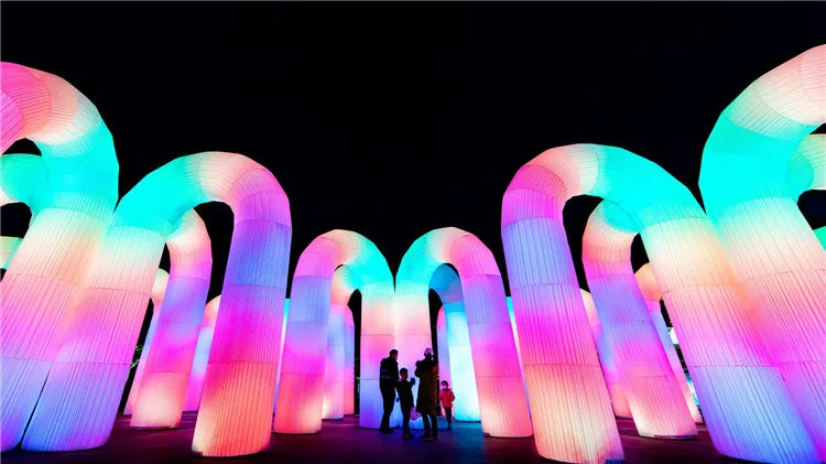 Inflatable Arch with Colorful LED Lights for Outdoor Parties