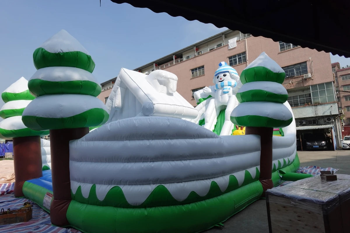 Inflatable Snow House Bouncer with Slide for Kids
