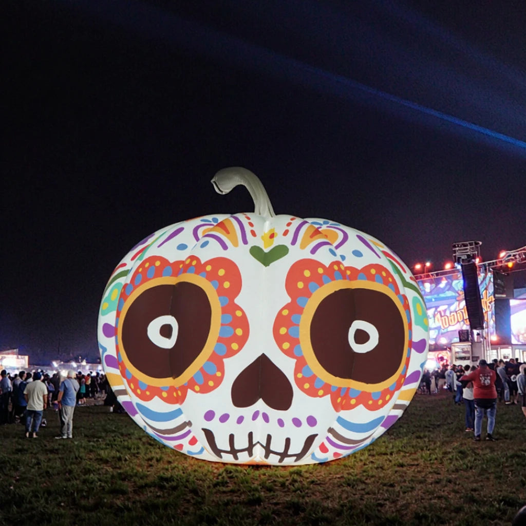 Colorful Day of the Dead Inflatable Pumpkin