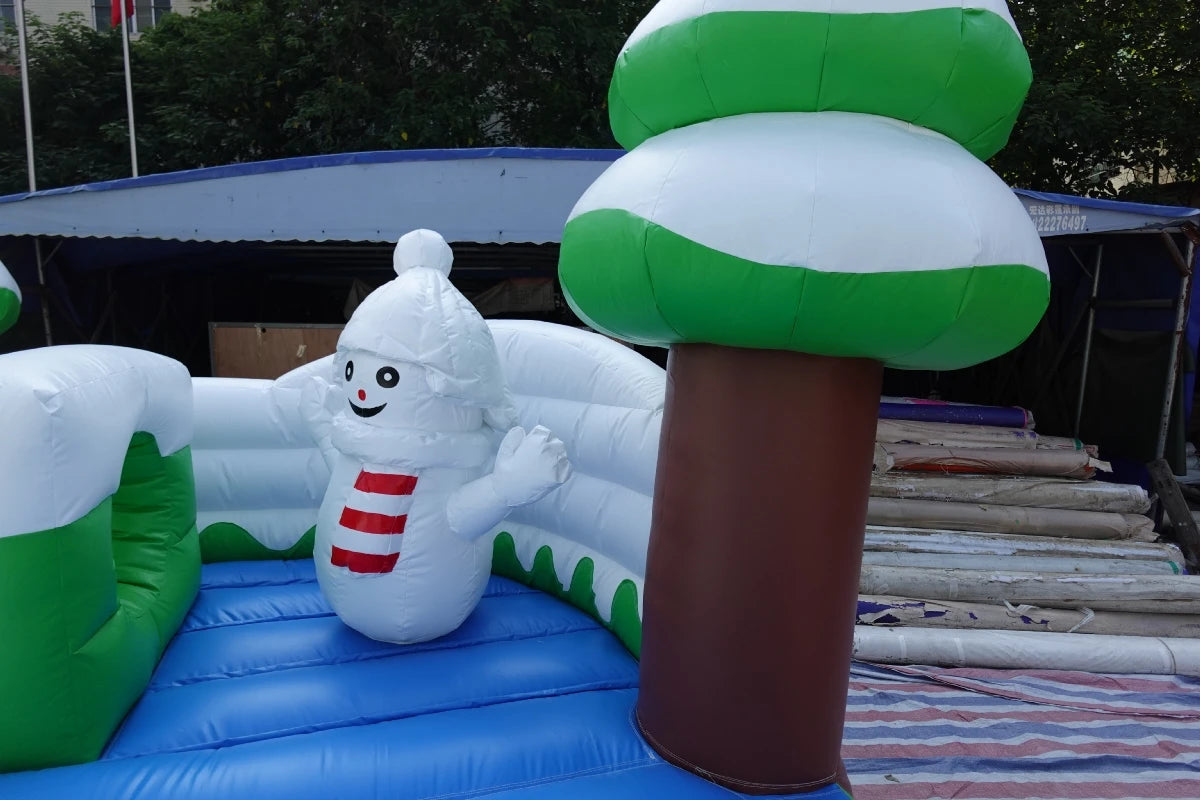 Inflatable Snow House Bouncer with Slide for Kids