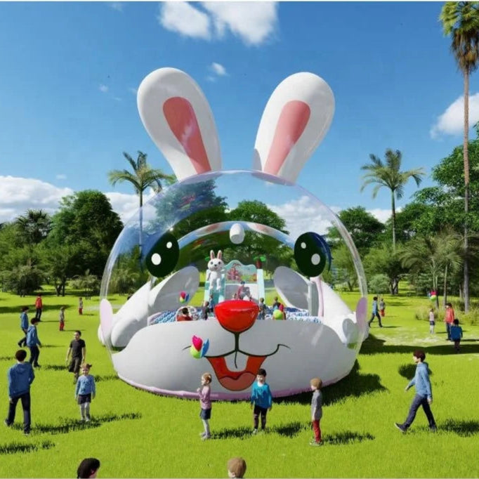 Inflatable Pink Dome Bubble Tent with Balloon & Ball Pool