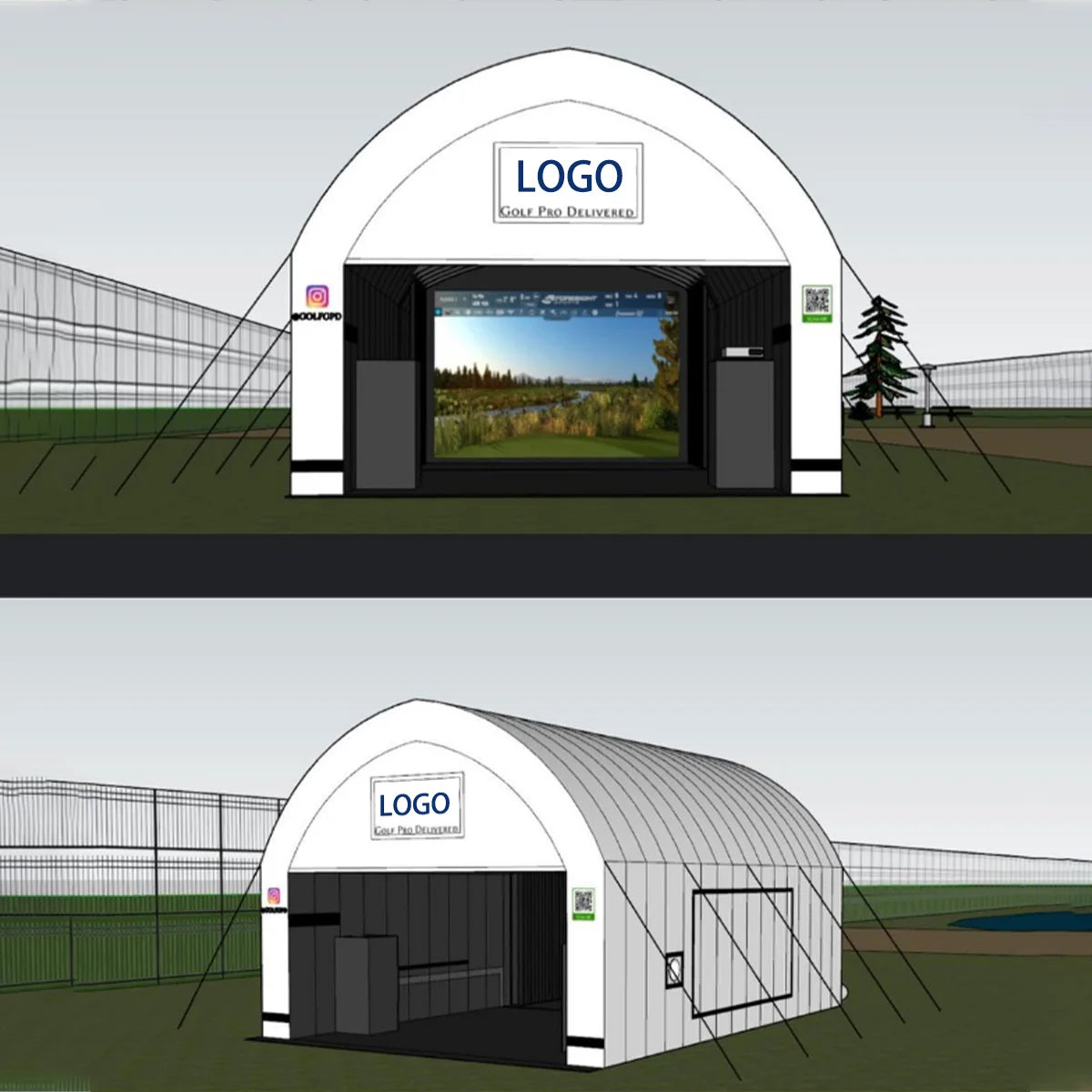 Inflatable Golf Simulator Enclosure Tent With Screen 24 FT