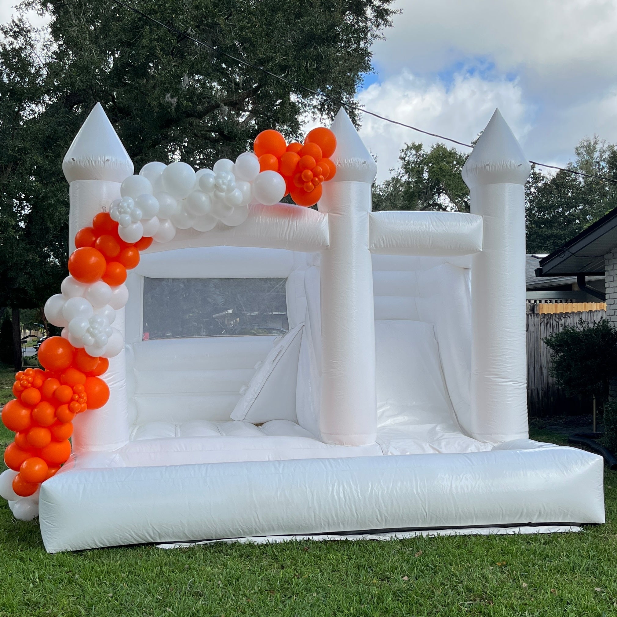 White Bounce House Inflatable with Ball Pit and Slide
