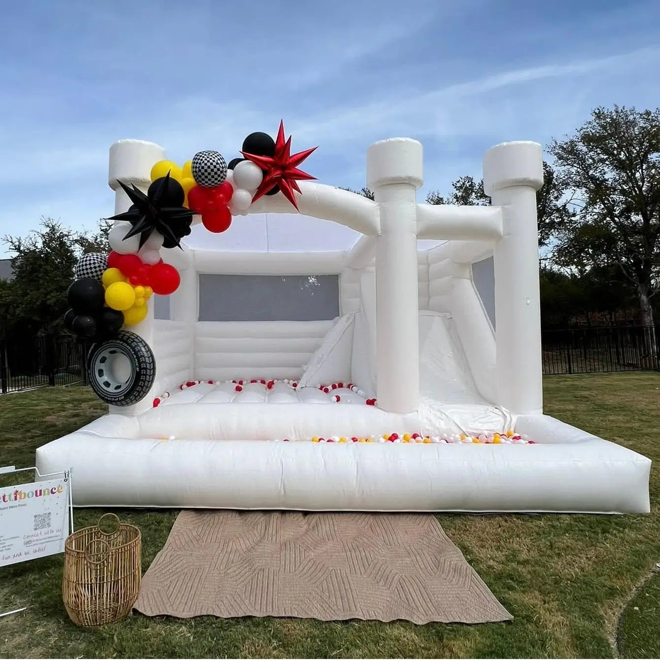 White Inflatable Bounce House with Slide