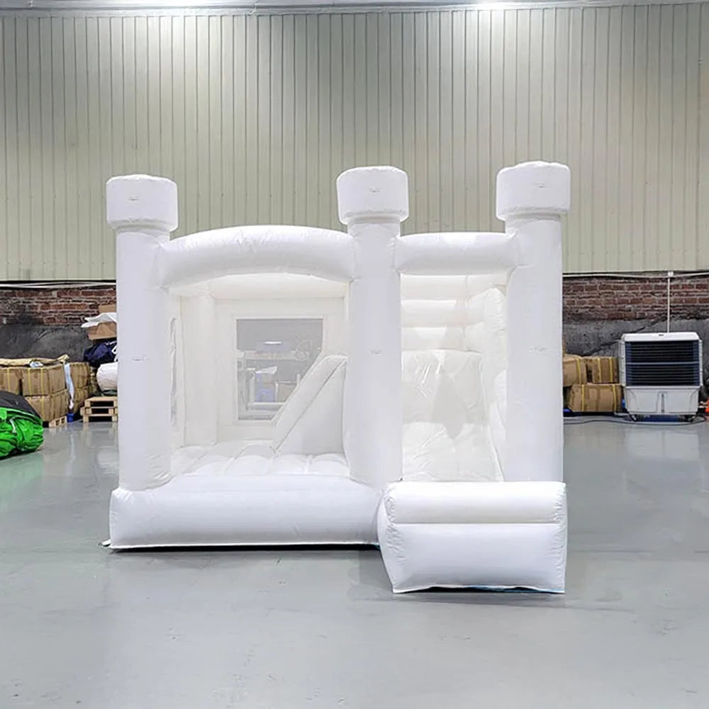 White Inflatable Bounce House with Slide