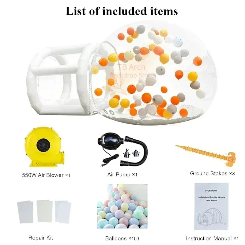 Transparentes aufblasbares Seifenblasenhaus mit Pumpe