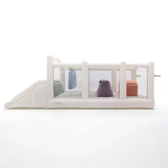 Pastel Inflatable Bounce House with Obstacles