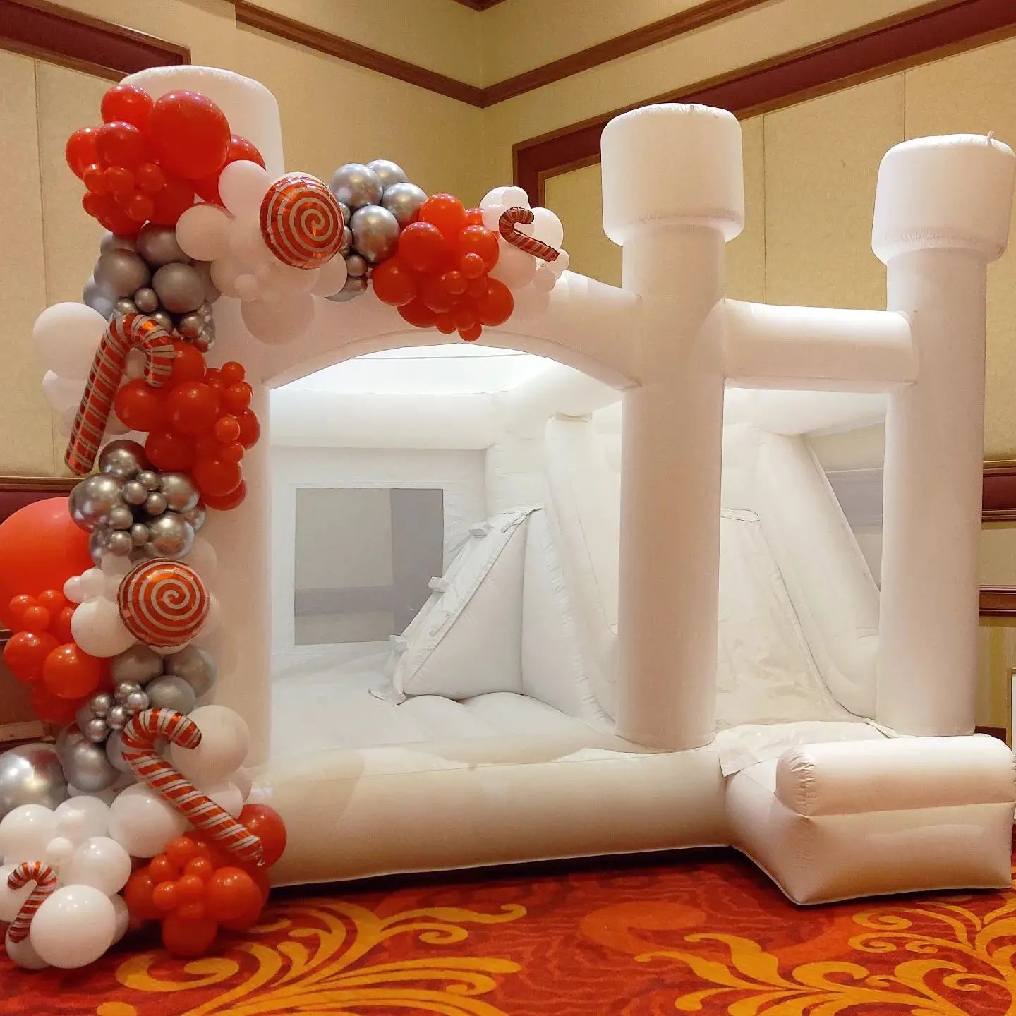 White Inflatable Bounce House with Slide