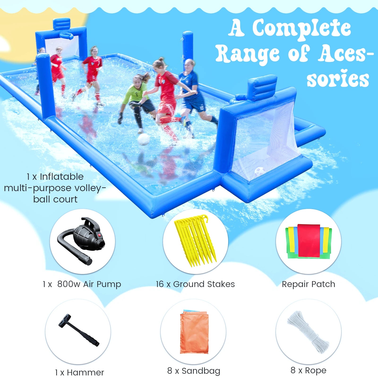 33FT Inflatable Volleyball Soccer Basketball Court