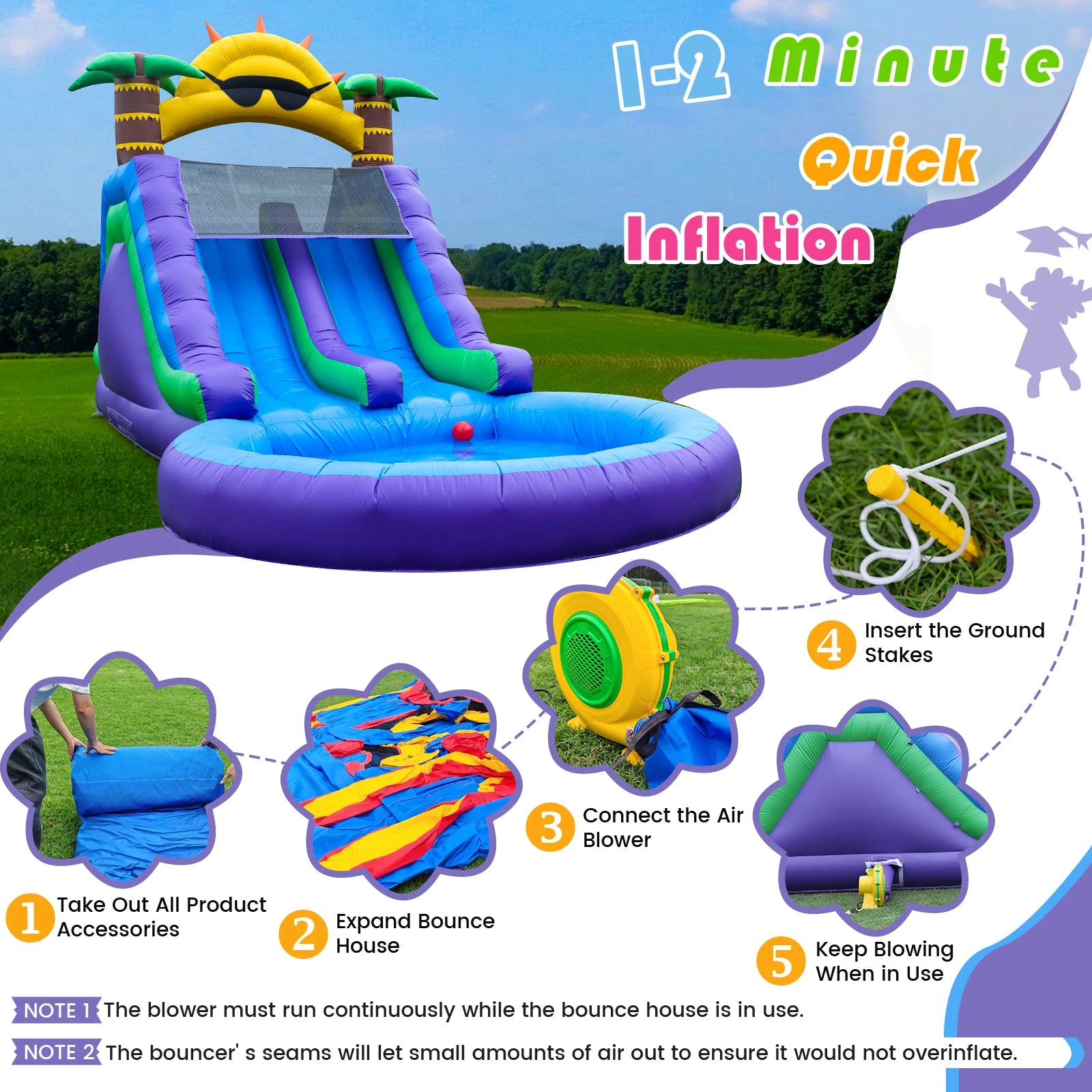 Inflatable Sunflower Water Slide Bounce House