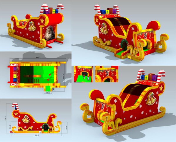 Santa Sleigh Inflatable Bounce House Combo