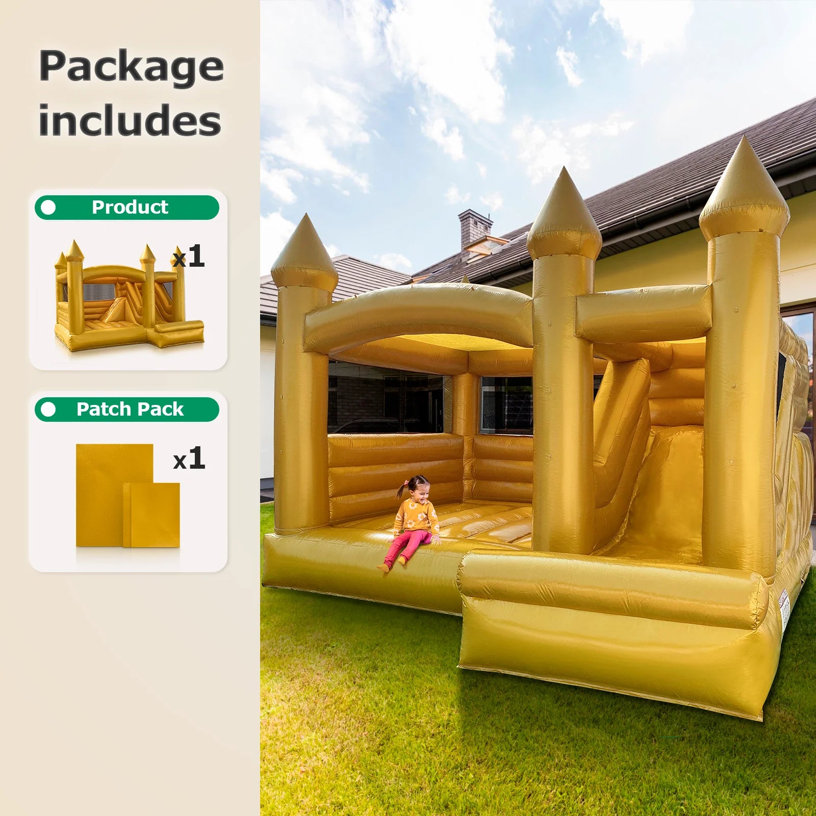 Inflatable Gold Bounce House for Events