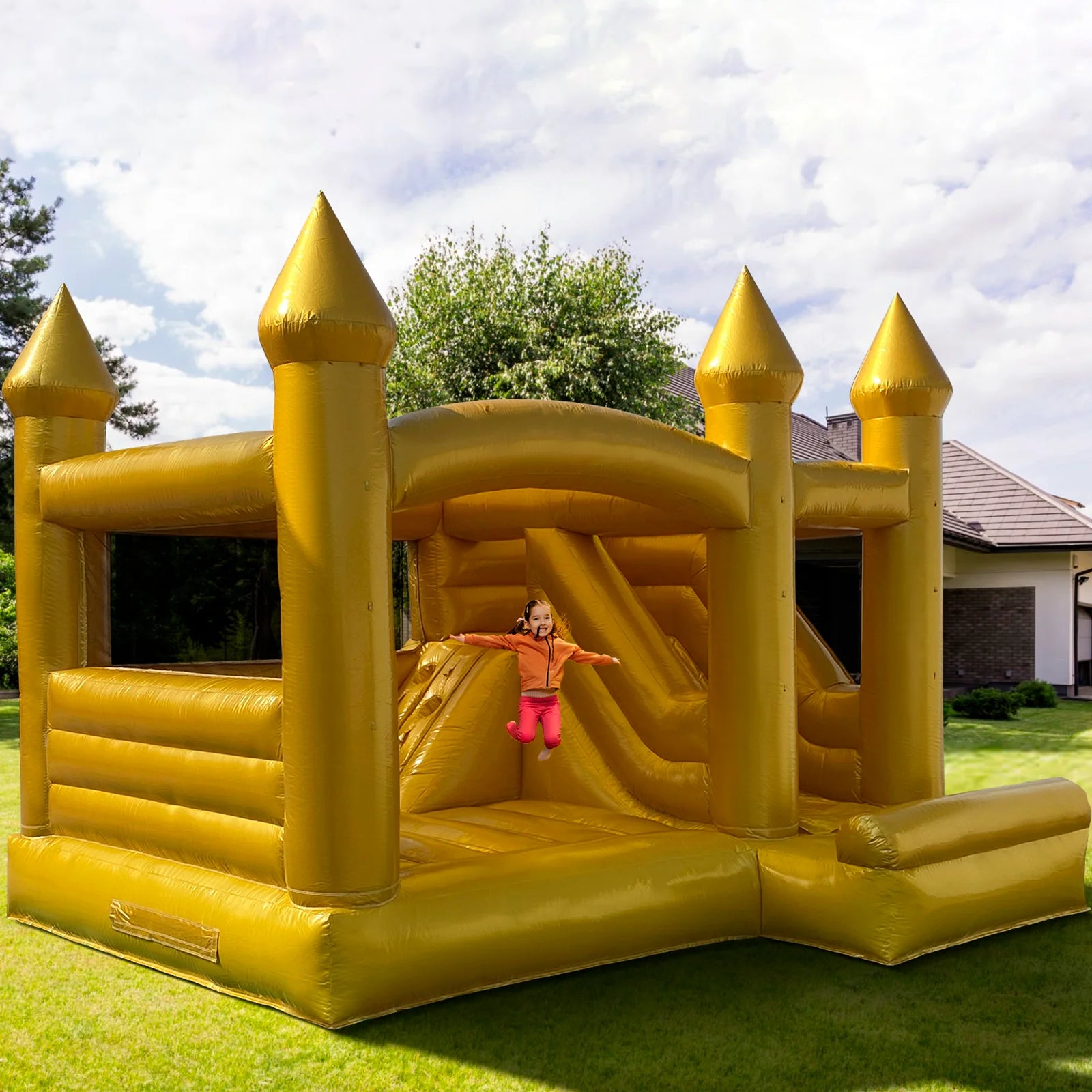 Inflatable Gold Bounce House for Events