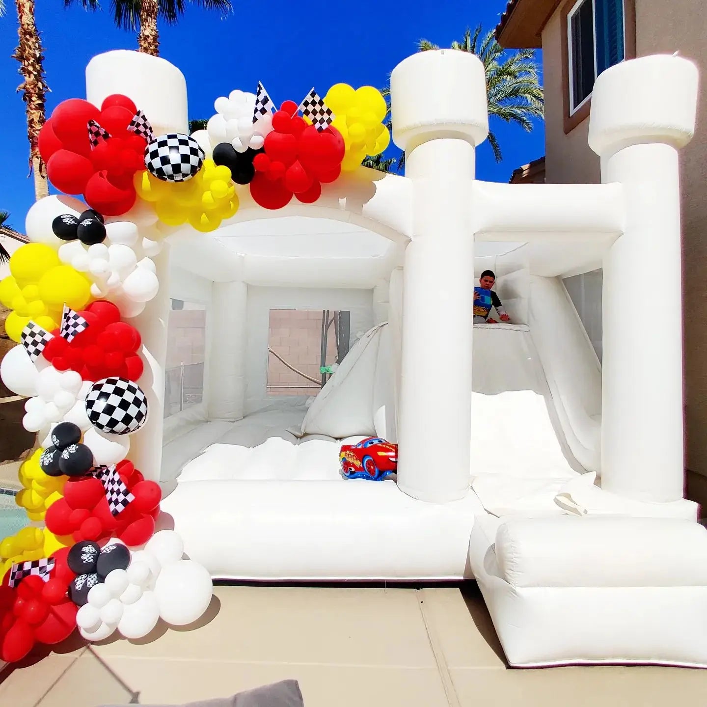 White Inflatable Bounce House with Slide