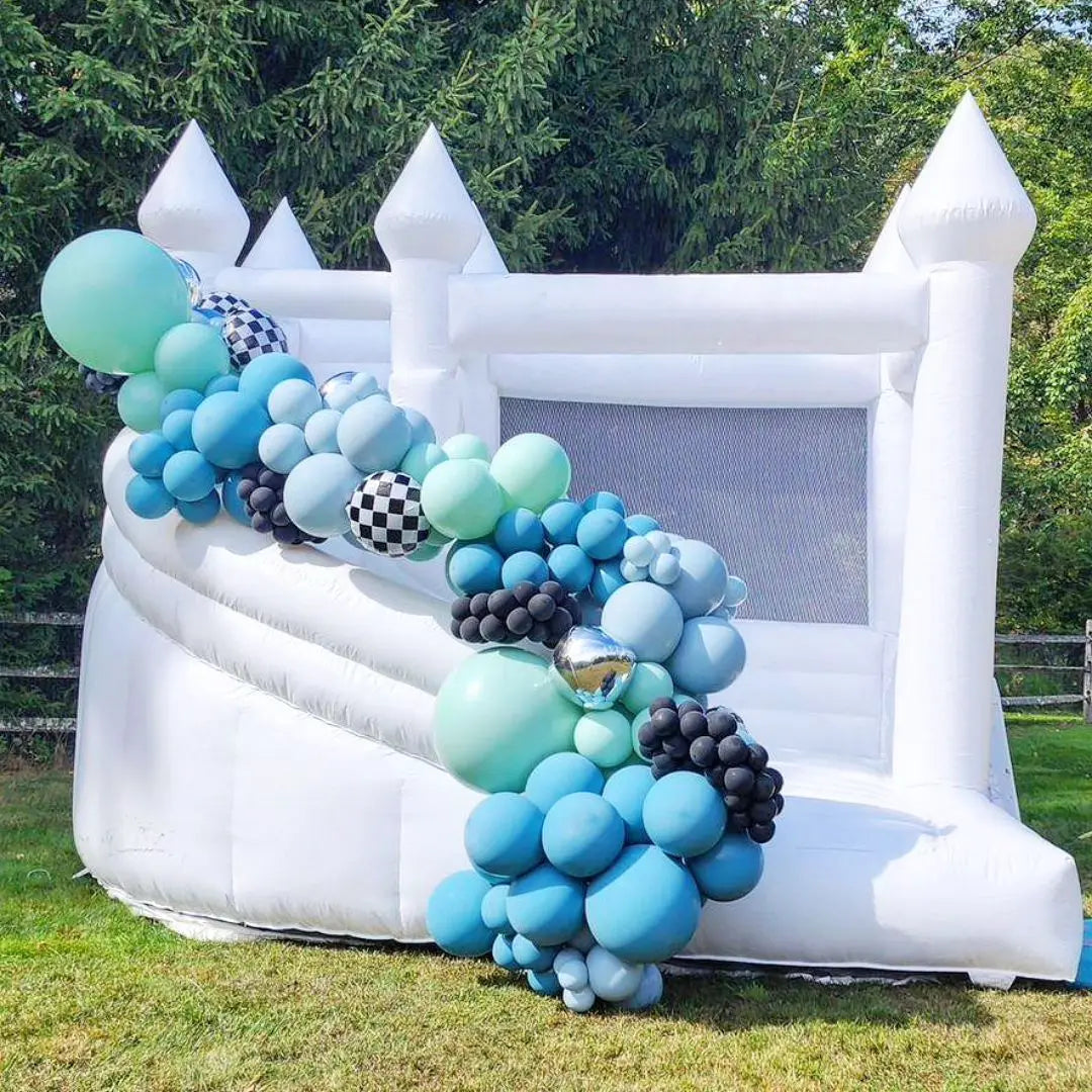 White Inflatable Bounce House with Slide