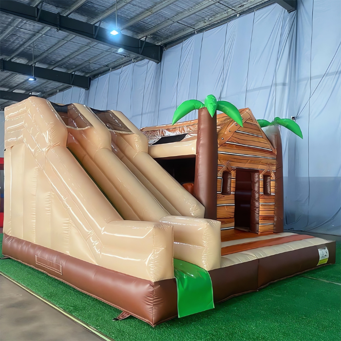 Château gonflable avec toboggan et souffleur