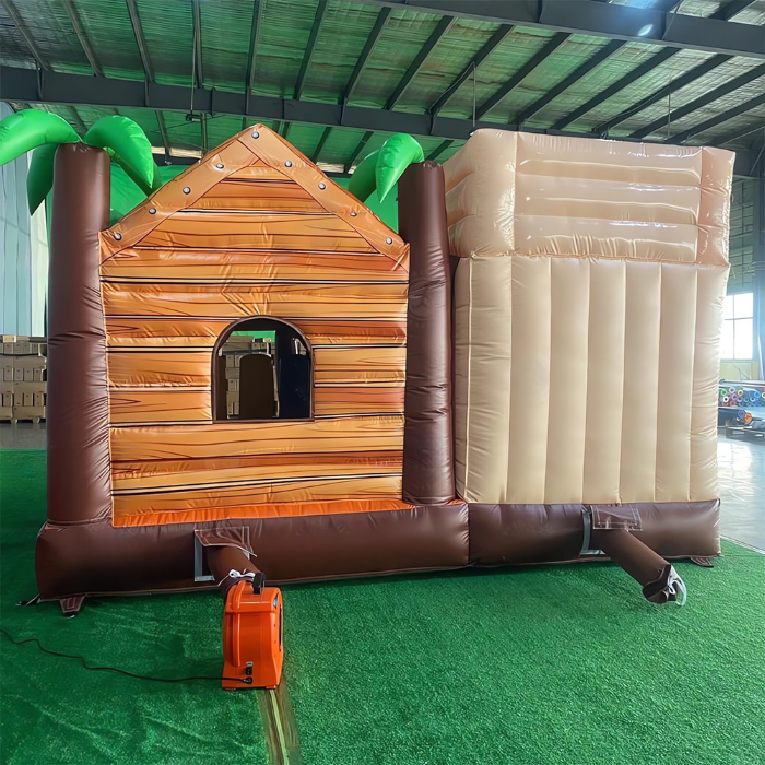 Château gonflable avec toboggan et souffleur