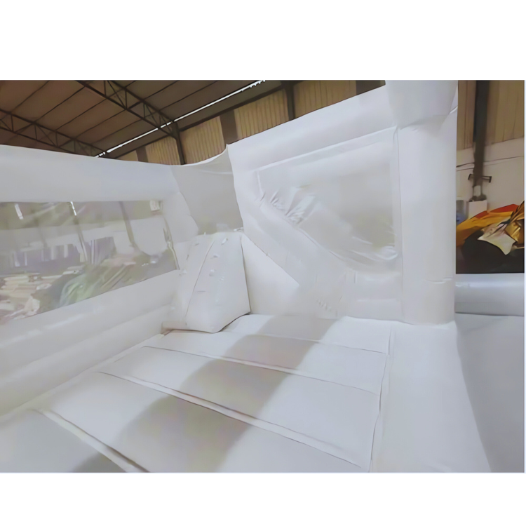 White Inflatable Bounce House Combo with Slide