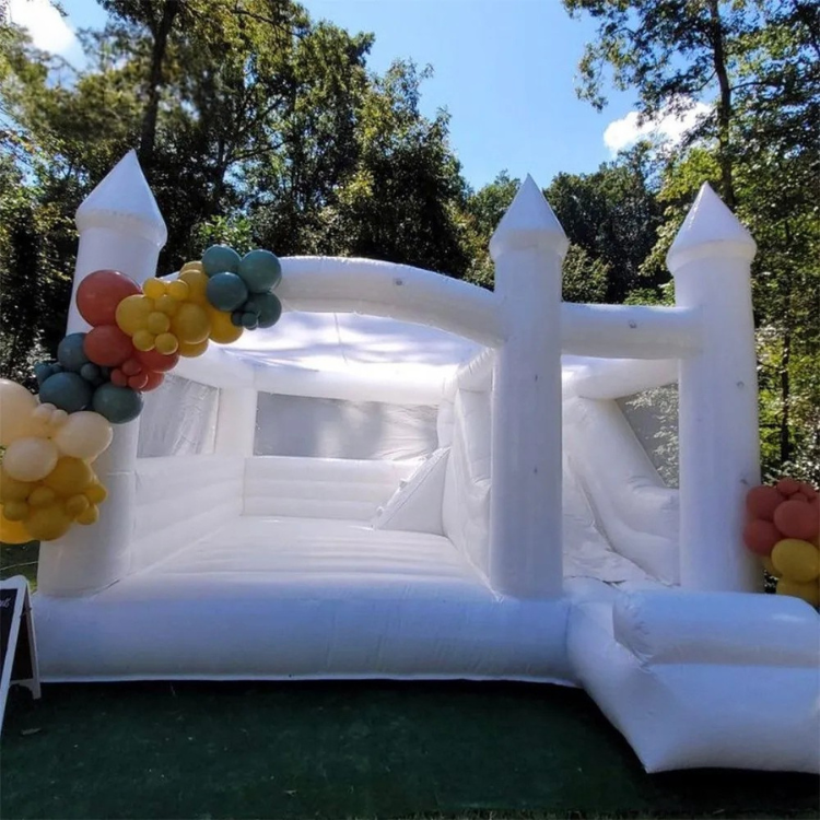 Inflatable White Bouncy Castle with Slide for Events