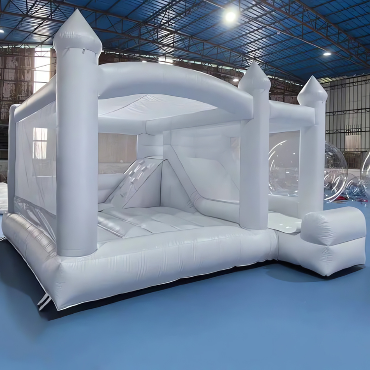 Inflatable White Bouncy Castle with Slide for Events