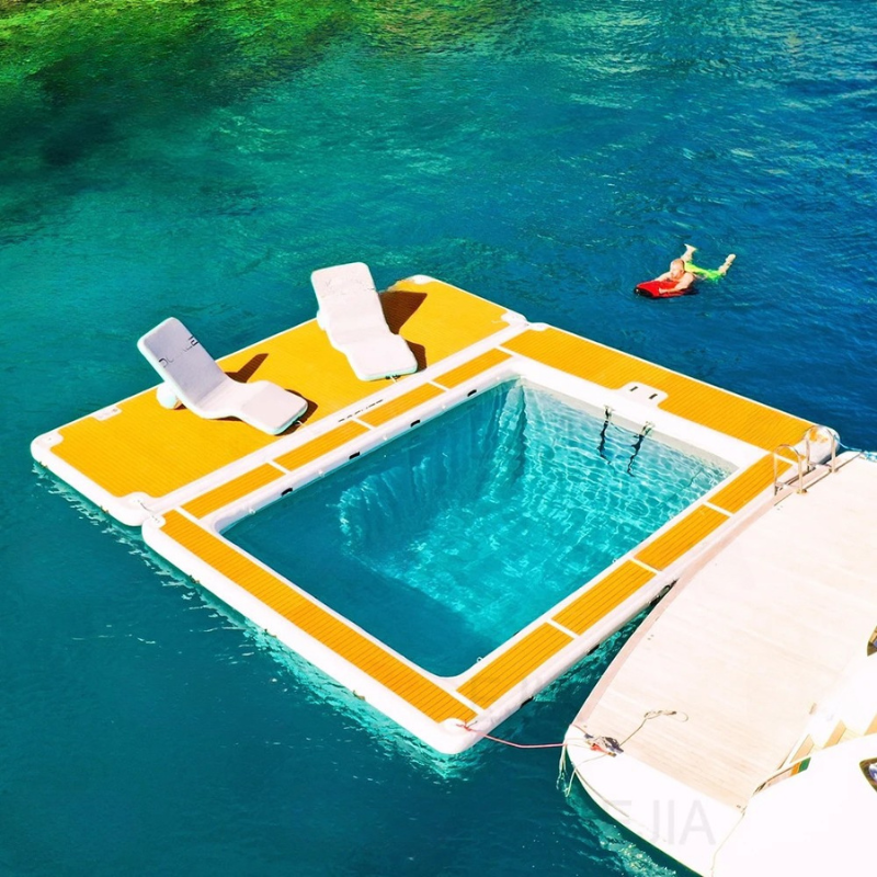 Inflatable Floating Dock with Safety Net