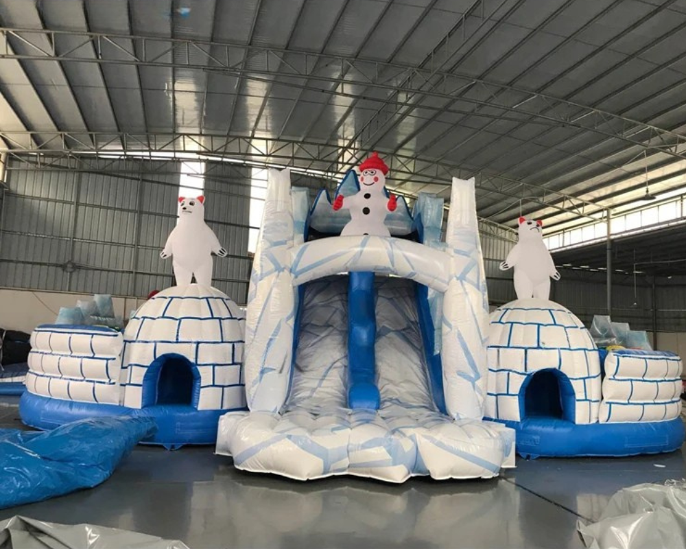 Snowman Themed Inflatable Bounce Slide for Events