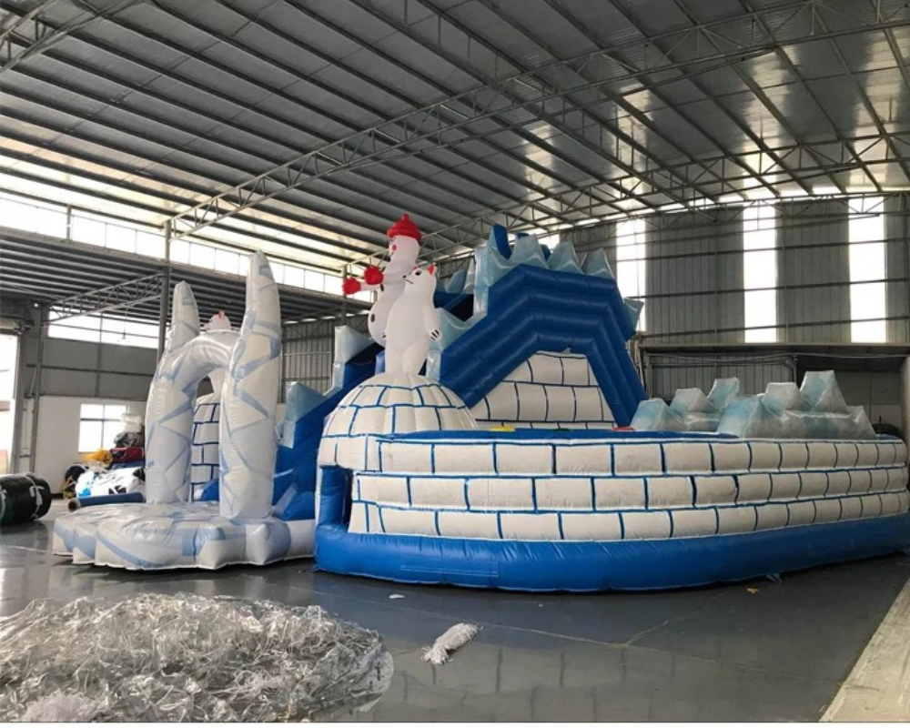 Snowman Themed Inflatable Bounce Slide for Events