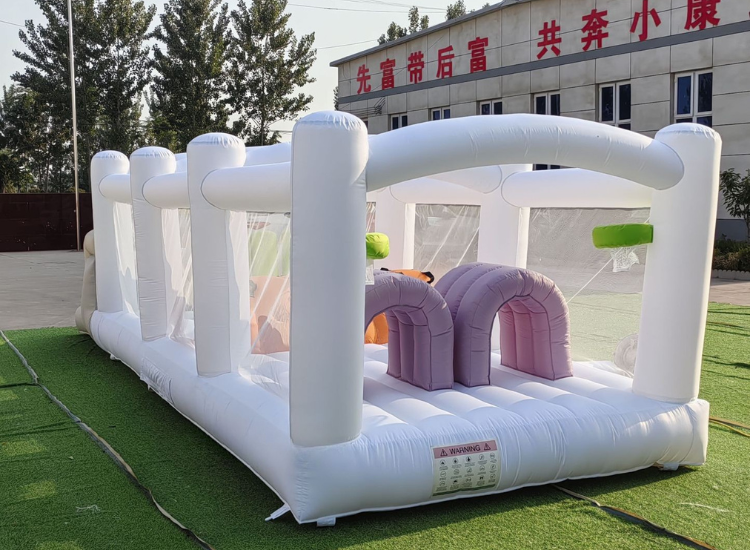 White Obstacle Course Bounce House Combo
