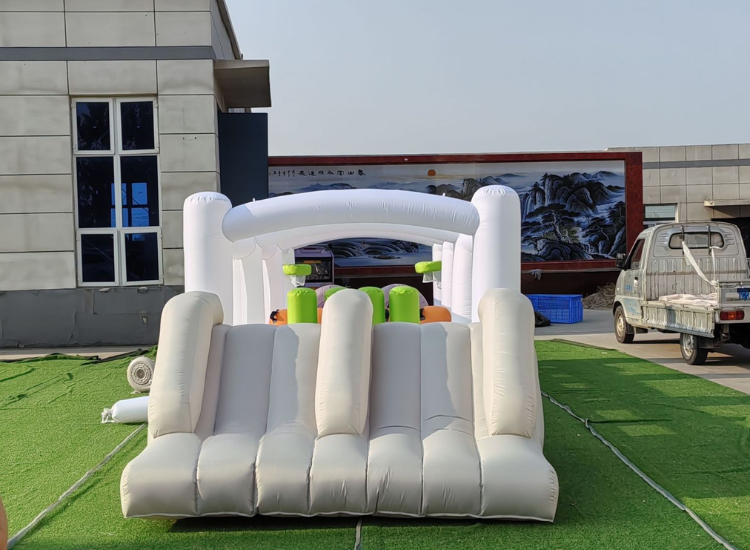 White Obstacle Course Bounce House Combo