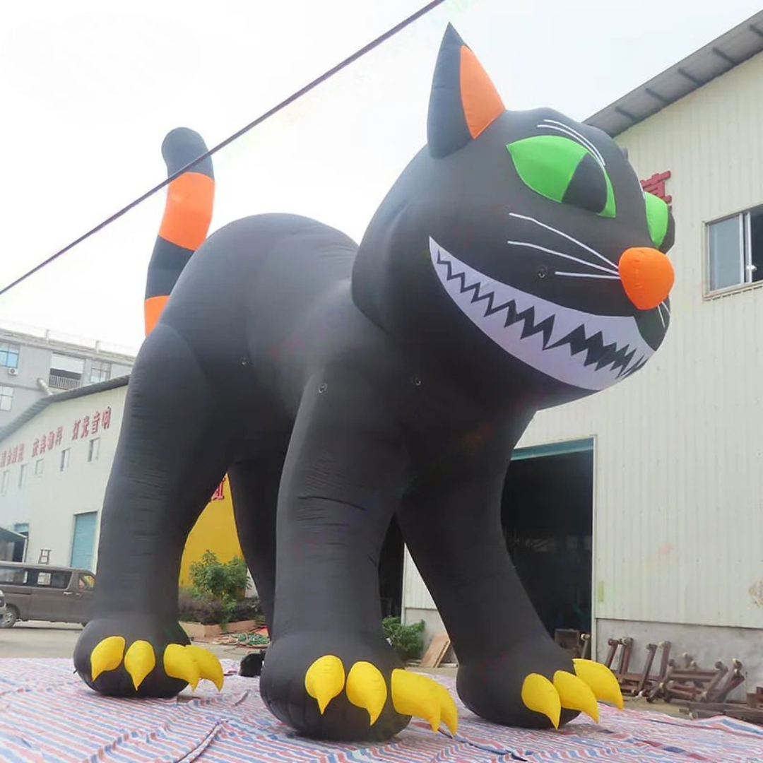 Giant Inflatable Black Cat with LED Lights